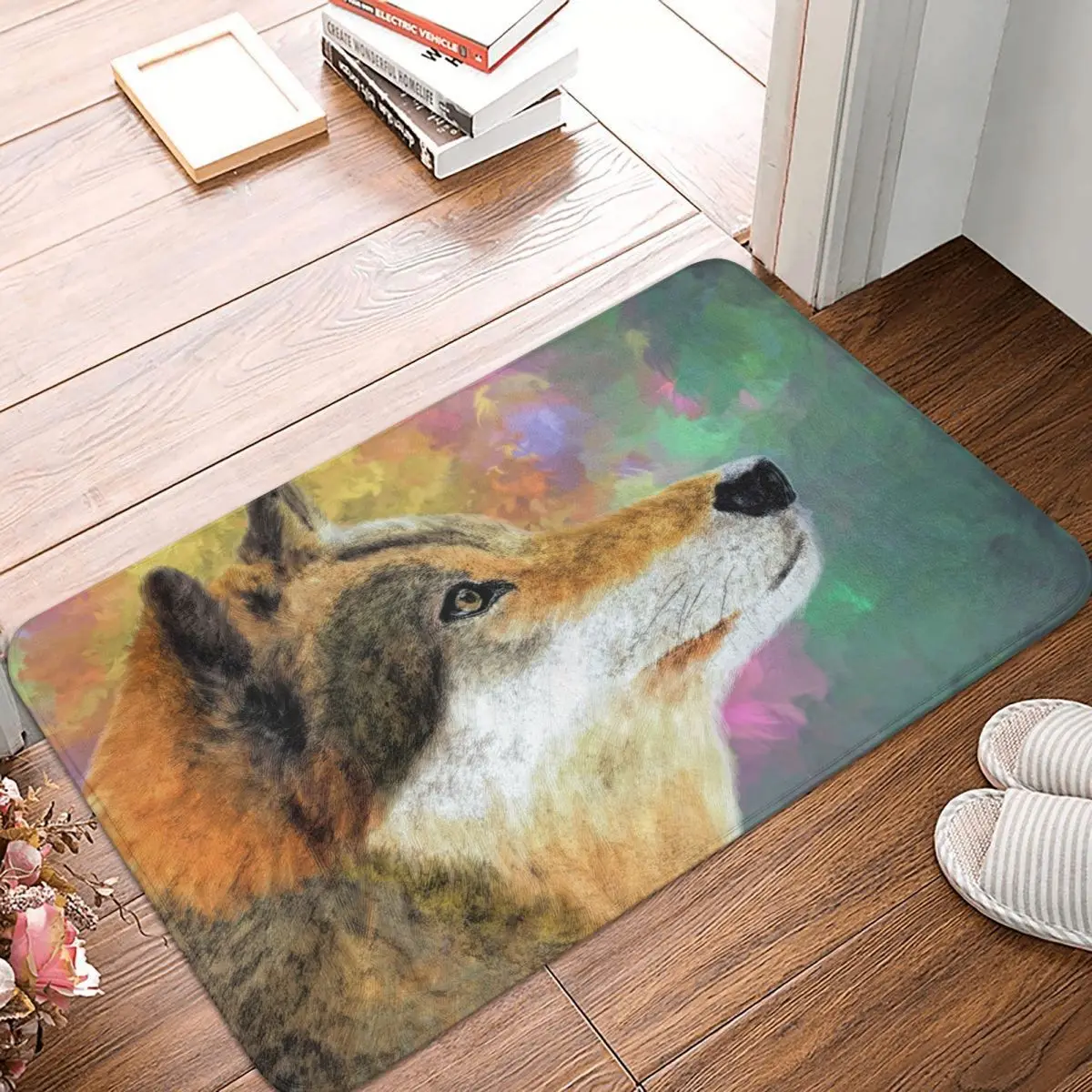 

Animal Arts Bedroom Mat Abstract Wolf Painting Doormat Kitchen Carpet Outdoor Rug Home Decor