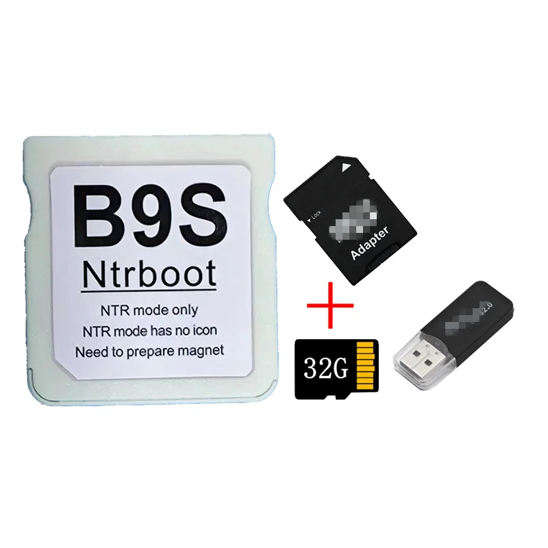 

B9S карта NTRBOOT + 32G TF с Cia + адаптер + кардридер 3DS 2DS карта LUMA NTR карта