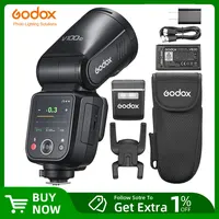 New Godox V100 Round Head Camera Flash Wireless Transmission Speedlite Flash for Canon Nikon Sony Fuji Olympus 1