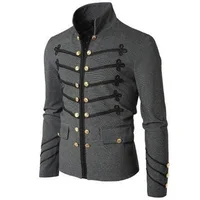 Medieval Steampunk Vintage Jacket Gothic Victorian Frock Coat Solid Color Top Retro Uniform 1