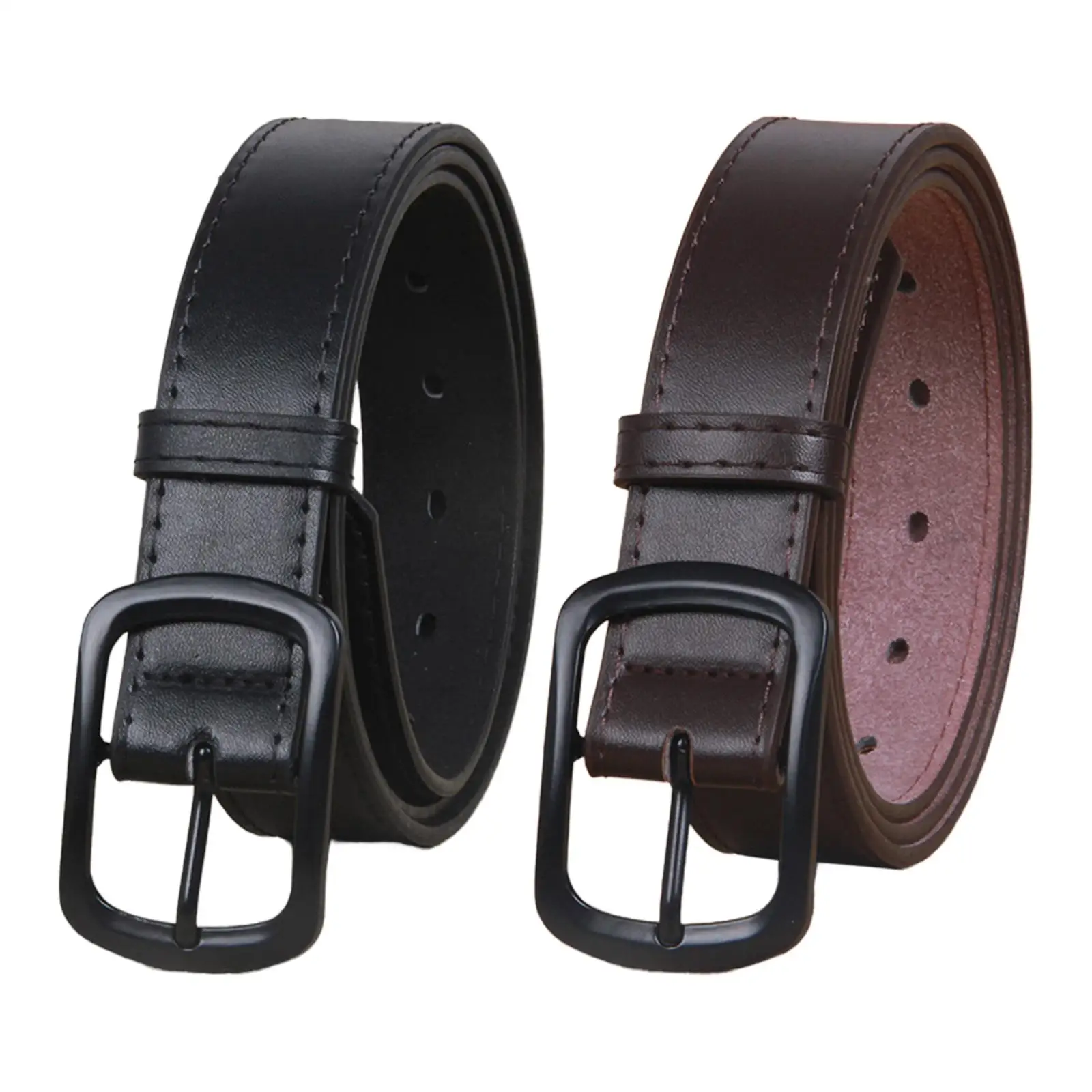 Men Dress Belt Adjustable Metal Pin Buckle PU Leather Belt Waist Strap for Business Jeans Accessories Outdoor Trousers Travel