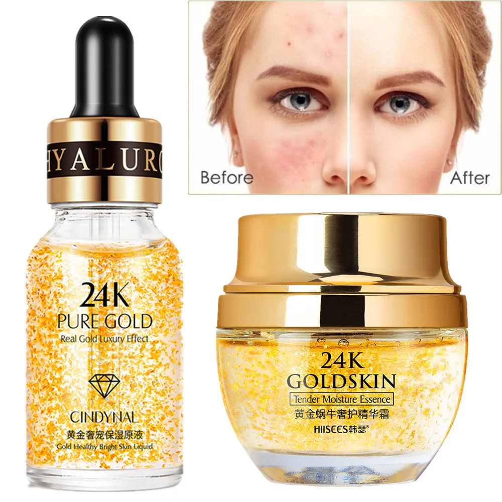 24KGoldHydratingEssenceMoisturizingAntiagingAntiWrinkleSnailSerumFaceCream