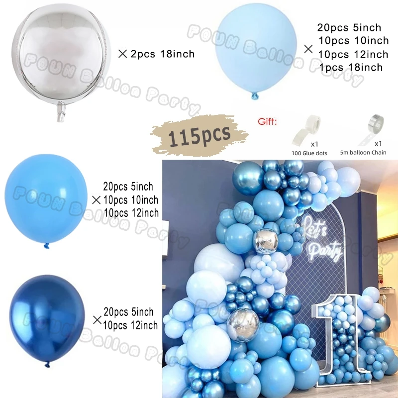 VICTERR Decorazioni Compleanno 16 Anni per Ragazzo - Kit Palloncini Blu Oro, Striscione Bianco Oro, Sfondo per Feste