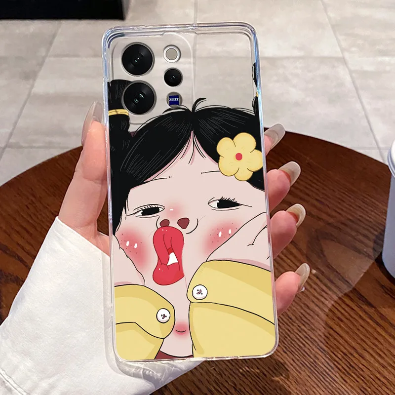Aesthetic Lovely Cartoon Silicone Phone Case - Transparent Soft Back Cover