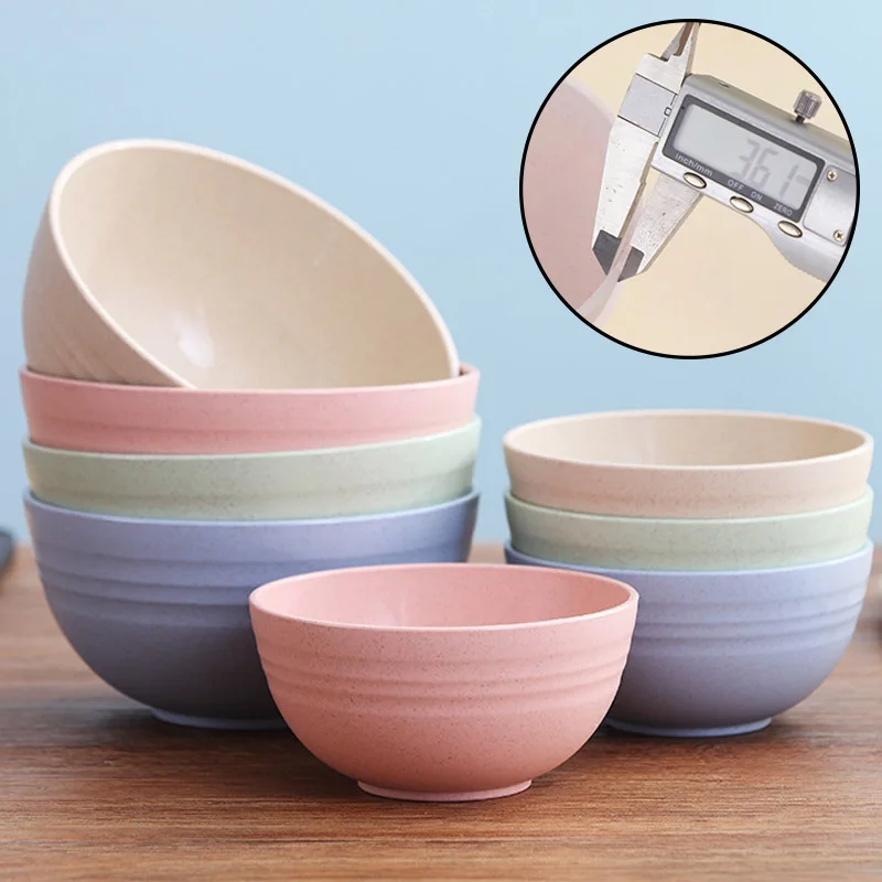 Eco-Friendly Unbreakable Wheat Straw Bowl Set - Cartoon Design Snack & Breakfast Dishes