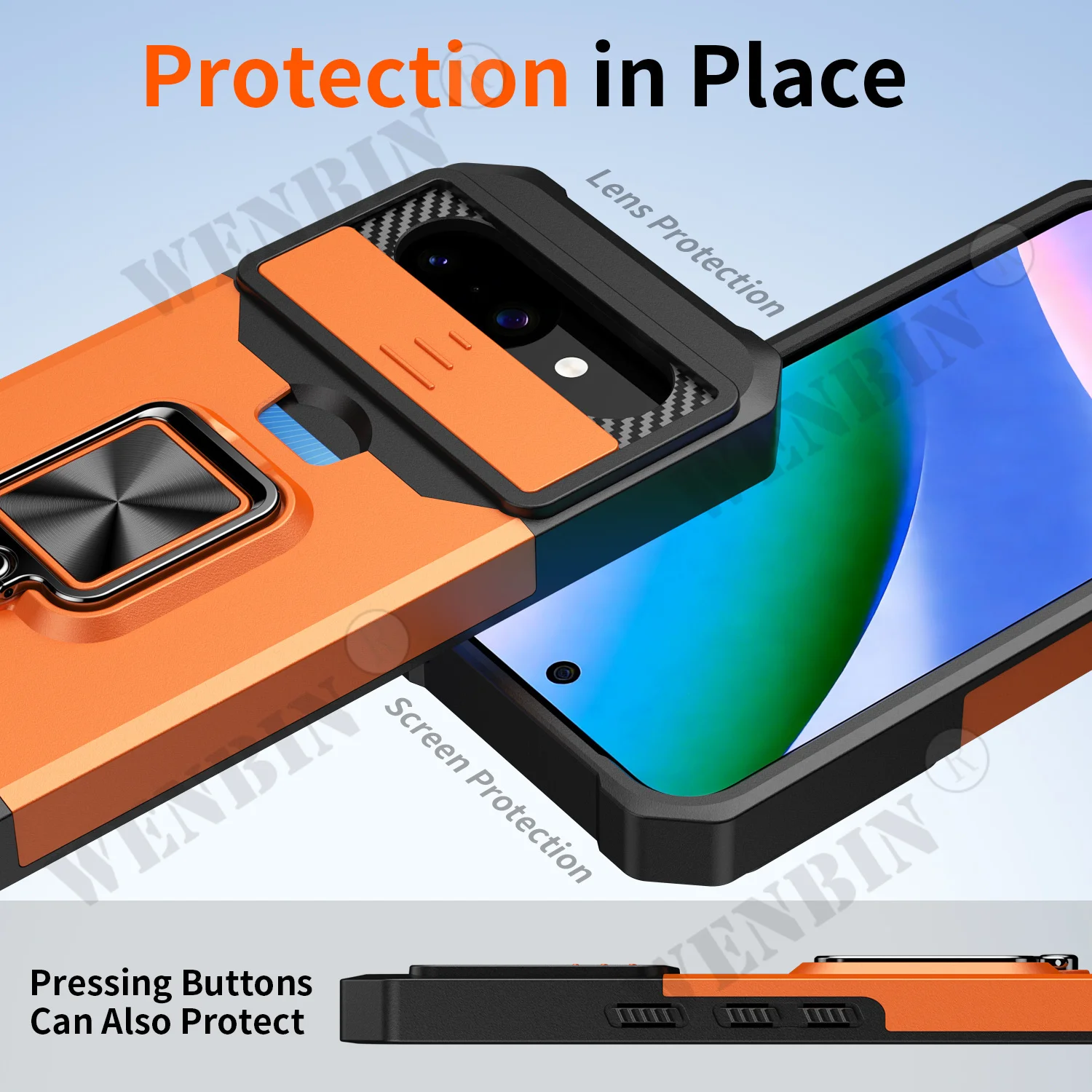 Heavy Duty Protective Case with Sliding Camera Cover and Card Clip