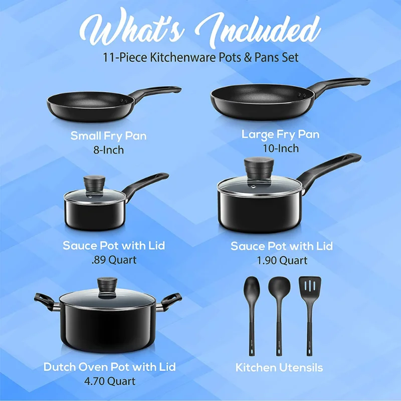 Basics 8-Piece Non Stick Cooking Pot Set, Pots and Pans, Black Cooking Pots  Set - AliExpress