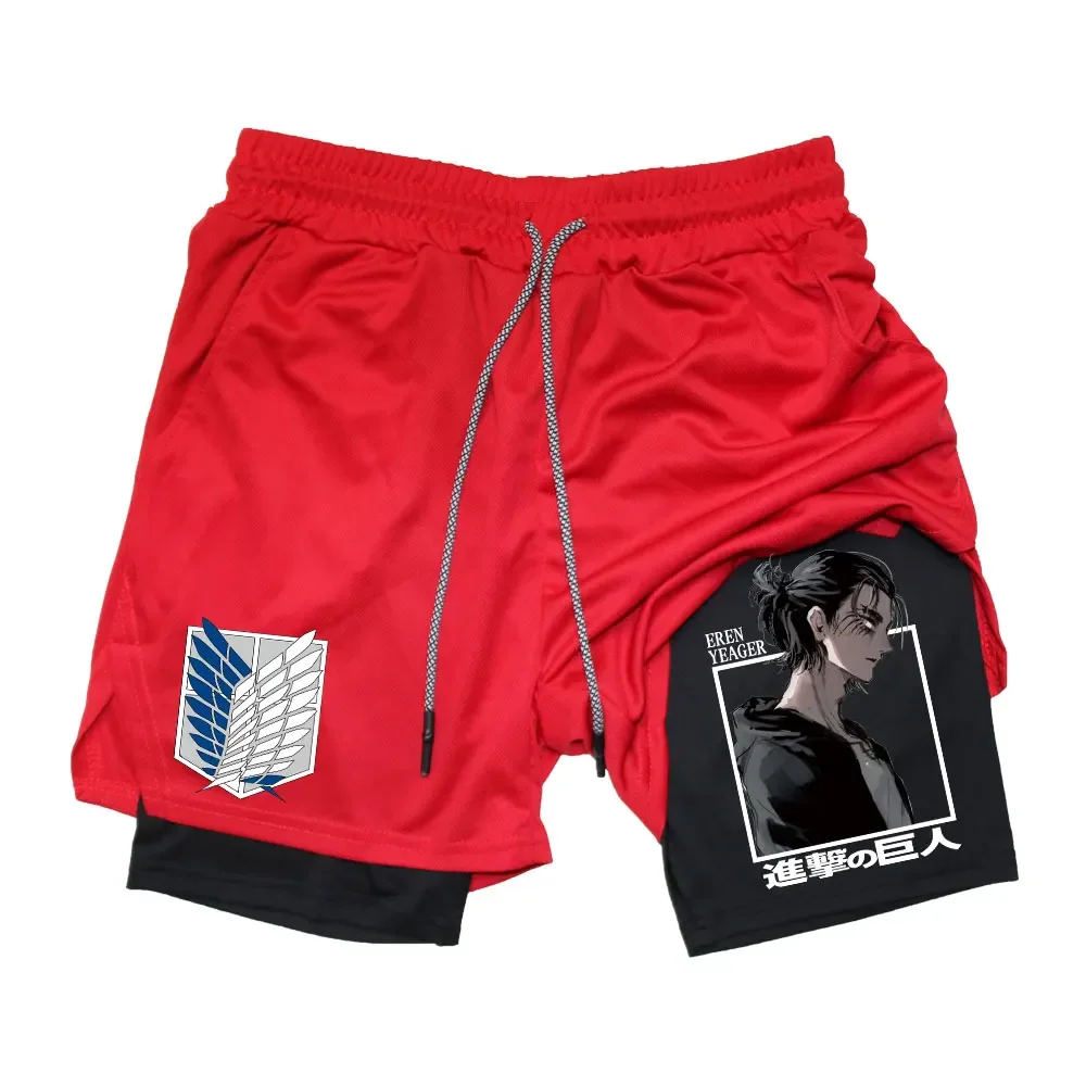 Anime Running Basketball 2 in 1 Quick Dry Men's Gym Sports Shorts Workout Jogging Pants Breathable Phone Pants M-3XL 5