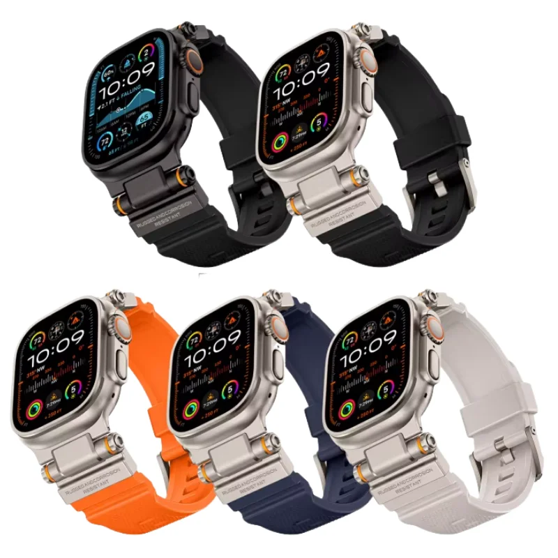 Titanium Silicone Apple Watch Strap in Elegant Gray