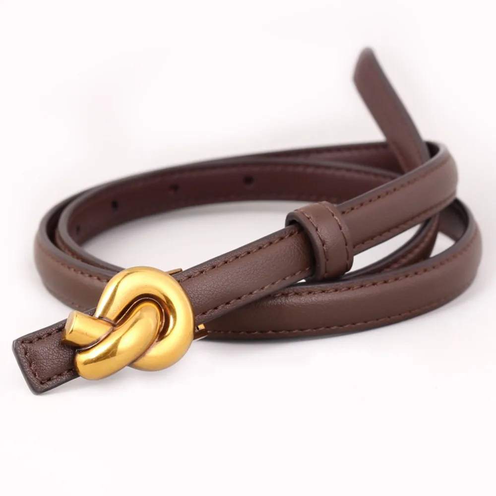 

Alloy Fashion Slim Waistband Solid Color PU Vintage Twists Buckle Belt Leather Belt