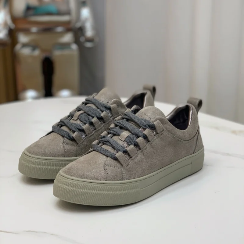 New minimalist retro versatile suede leather low top lace up casual board shoes, frosted shoes, suede shoes for women
