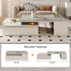 Extendable Tabletop Coffee Table , Modern from 51-Inch to 71-Inch Center Table for Living Room, Faux Marble Veneer 4