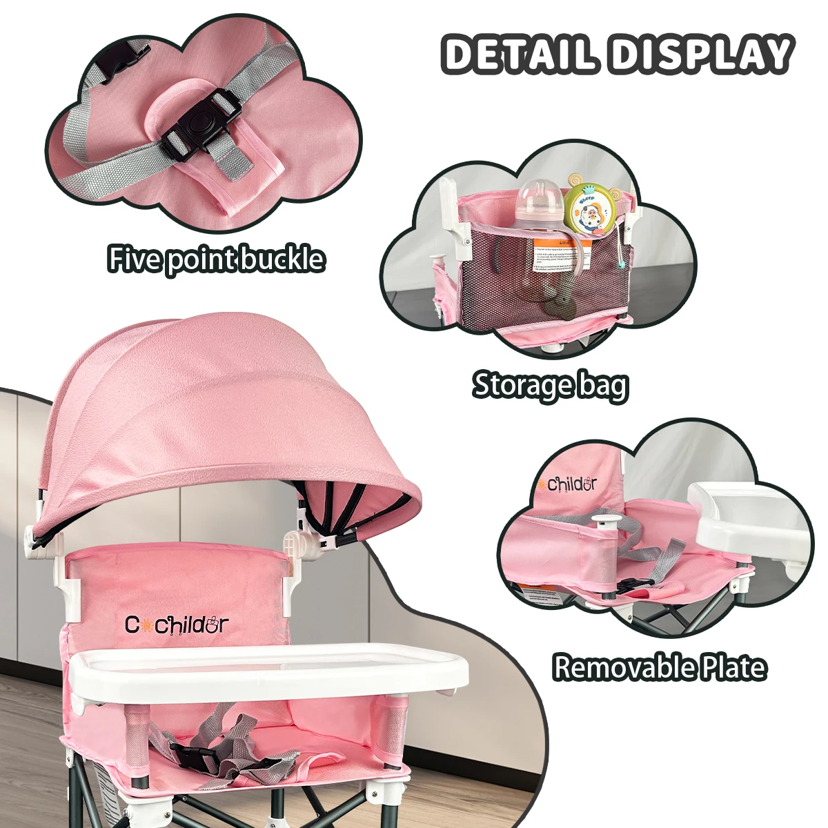 Portable Foldable Kids Dining Chair 5