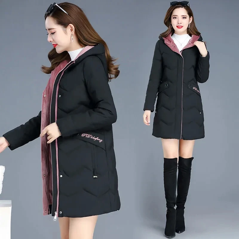 6xlthick Paker Coat Women's Midlong Hooded Down Padded Jacket Women's