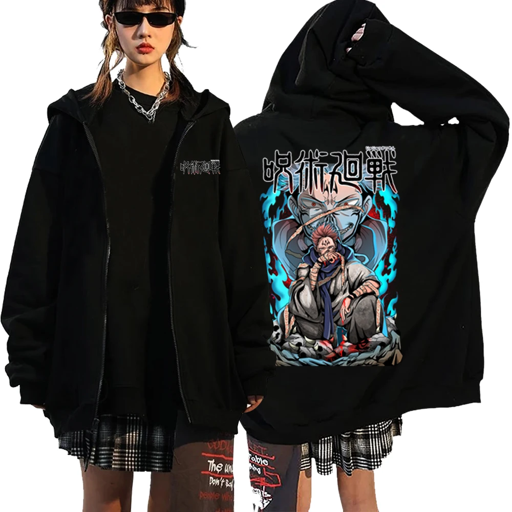 

Anime Jujutsu Kaisen Ryomen Sukuna Hoodie Man Woman Harajuku Pullover Tops Sweatshirt Zip Up Hoodie