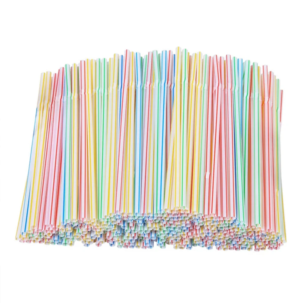 Plastic Straws Drinking Straws 100/500/15000Pcs Multicolor Cocktail Kitchen Wedding Bar Party
