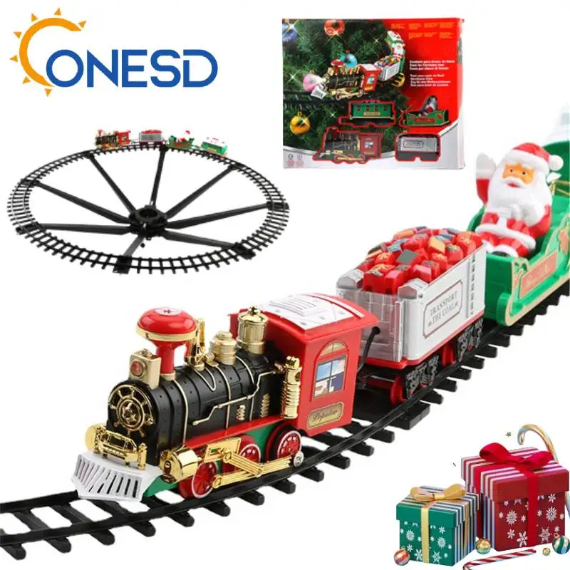 

Electric Christmas Train Toys Railway Cars Racing Tracks With Music Santa Claus Christmas Tree Decoration Train Model Toys Gifts