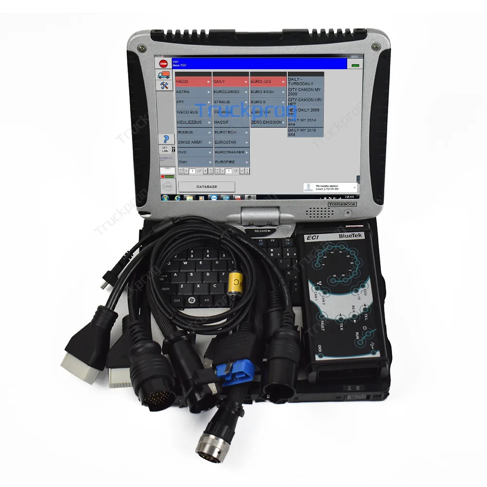 Interfaccia Diagnostica Per Camion Per Iveco Eltrac Kit Di Strumenti Diagnostici Easy Eci + Tougbook Cf19Laptop Iveco Diagnostics Software