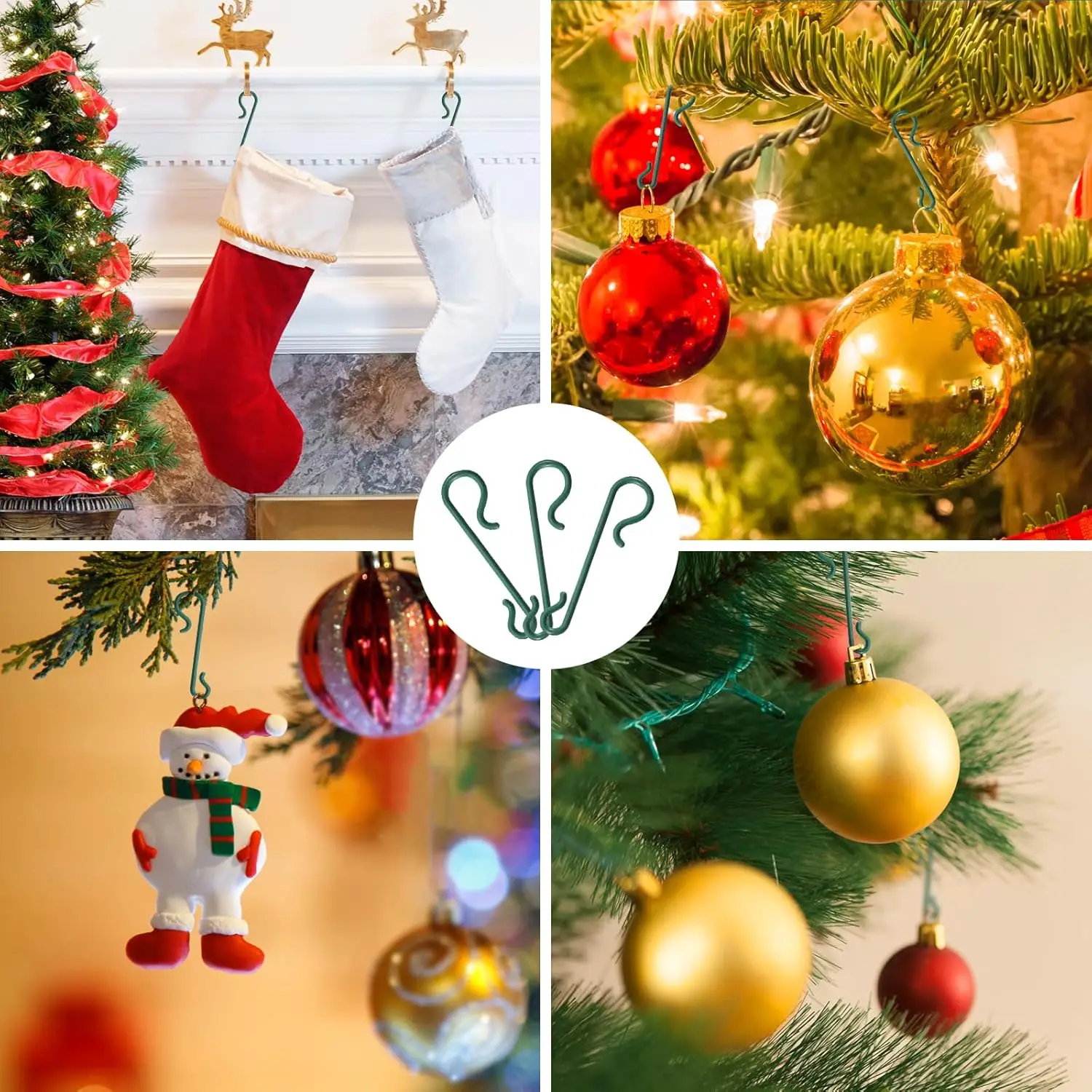 Christmas Decorations 500/50Pcs Ornament Hanging Hooks Xmas Tree Pendant Bauble Ball S-Shaped