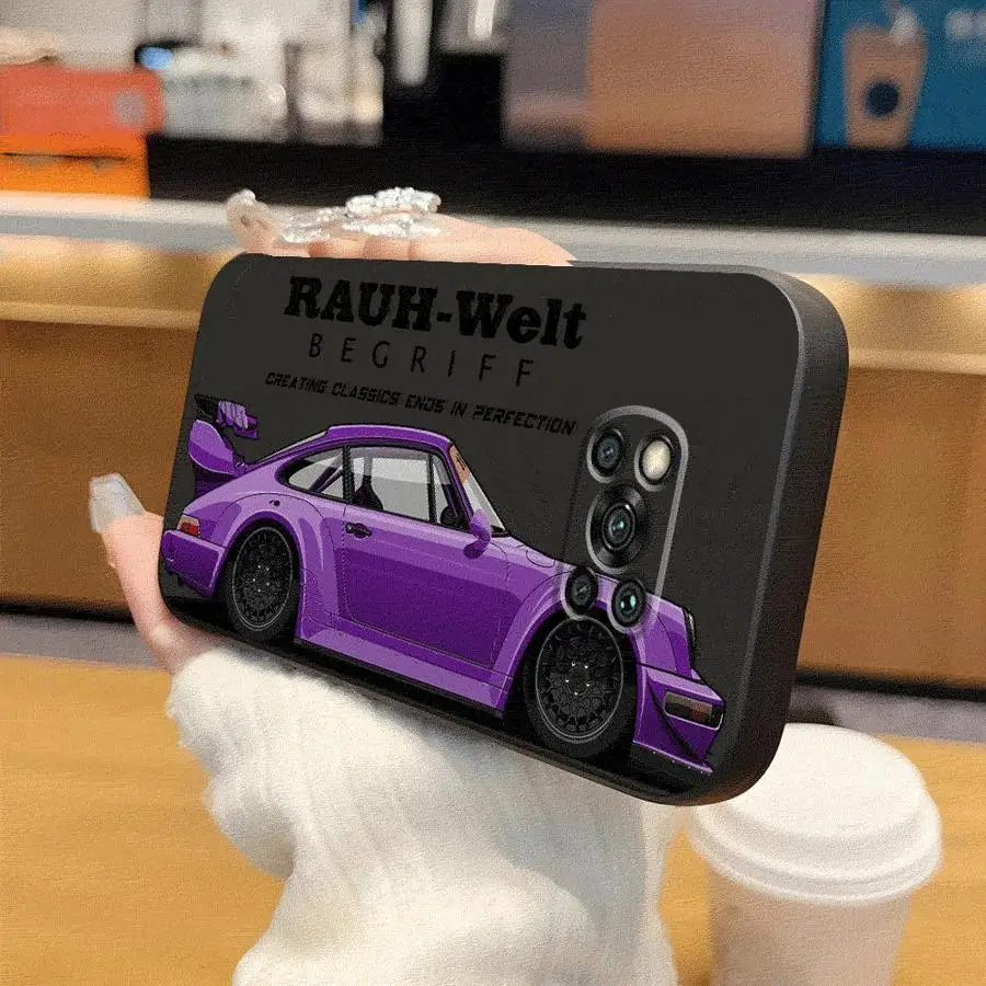 Black Soft Phone Cover Case with Japanese JDM Drift Car Design