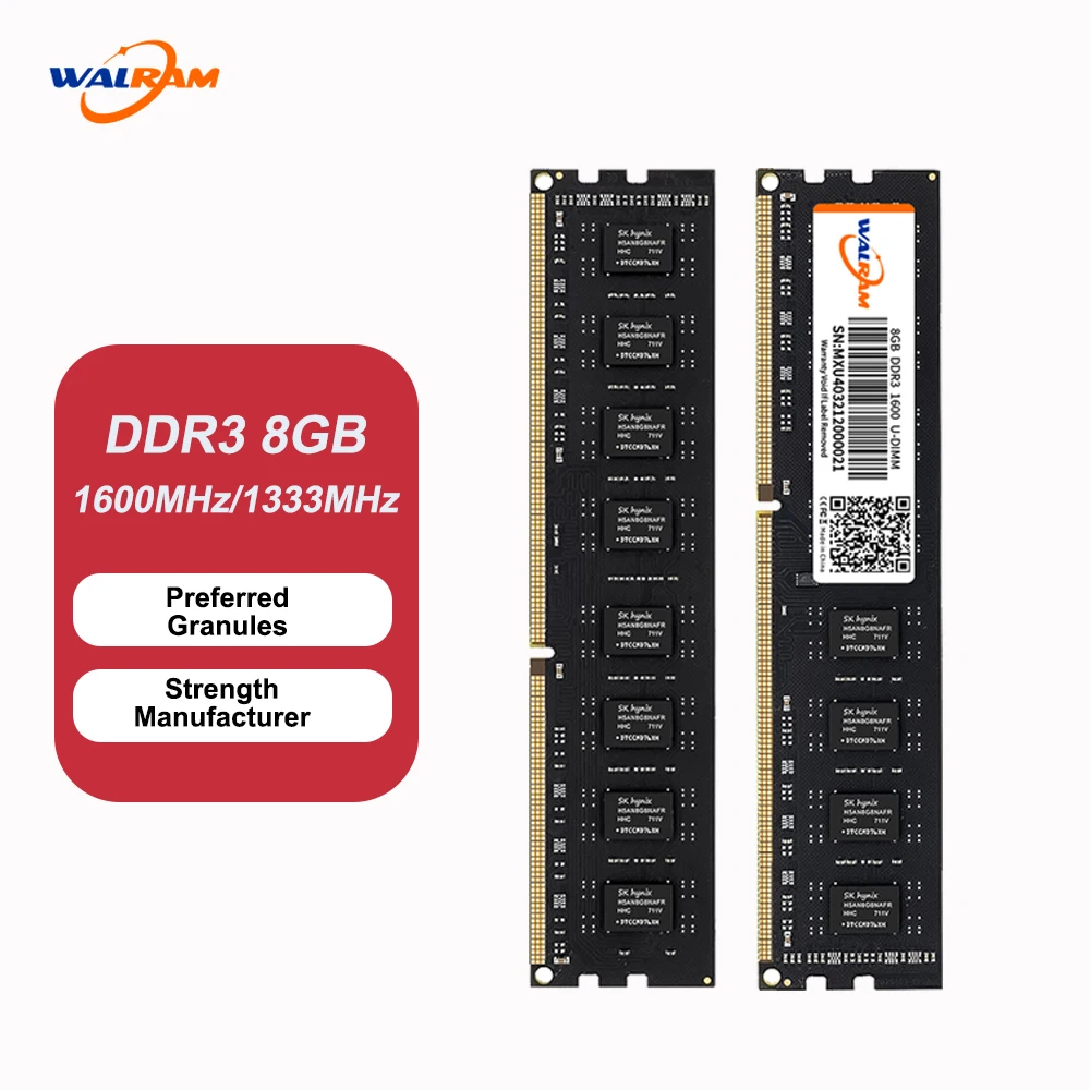 Desktop Ram Memory Walram DDR3 8GB 4GB 1.5V 240pin 1600MHz PC3 Udimm DIMM