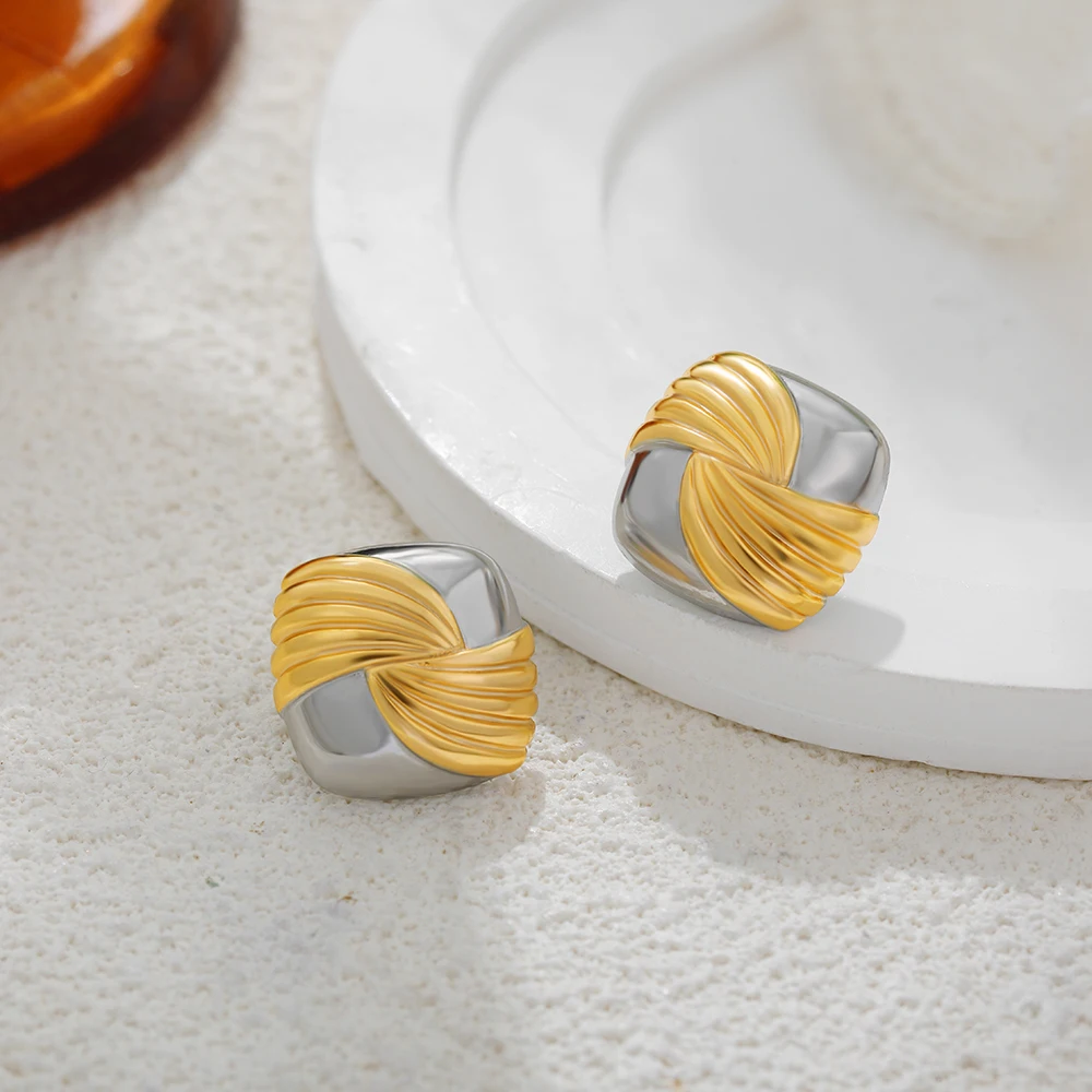 18K PVD Plated Stainless Steel Mix Color Irregular Bump Earrings Geometric Waterproof Classic Fashion Design Jewelry Gifts Aros