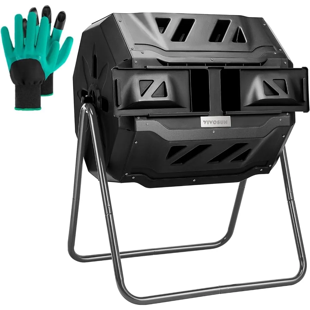 

Уличный компостный ящик с двойной вращающейся партией, 43 галлона, черная дверь