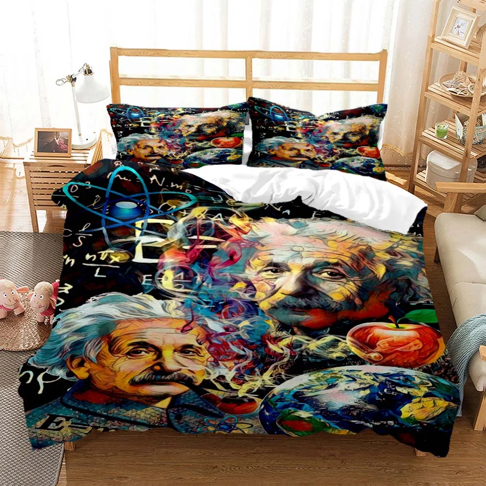 

Albert Einstein pattern Polyester Bedding Sets Child Kids Covers Boys Bed Linen Set for Teens bedding set bed comforter set