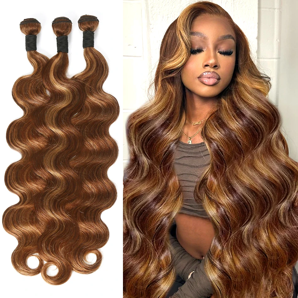 30 Inch Body Wave Bundles 100% Human Hair Brazilian Highlight Bundles Ombre Virgin Raw Weave Color Bulk Braiding Hair Extension human hair bundles