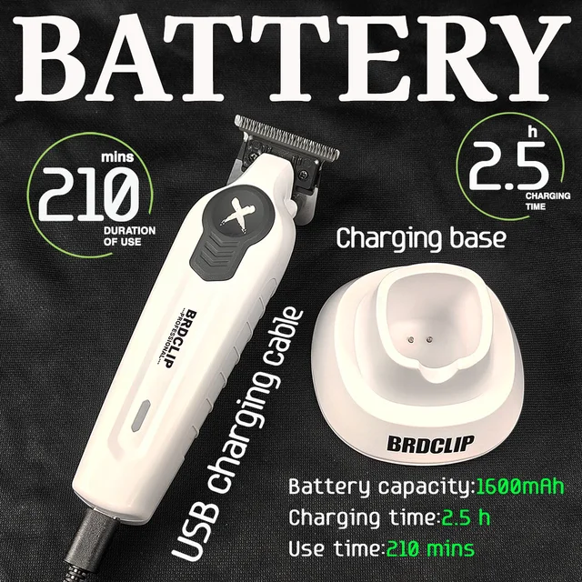 BRDCLIP  X Series White FA1T 7700RPM Professional Electric Hair Trimmer Hair Clipper For man carving DLC Blade Barber Shop Tool