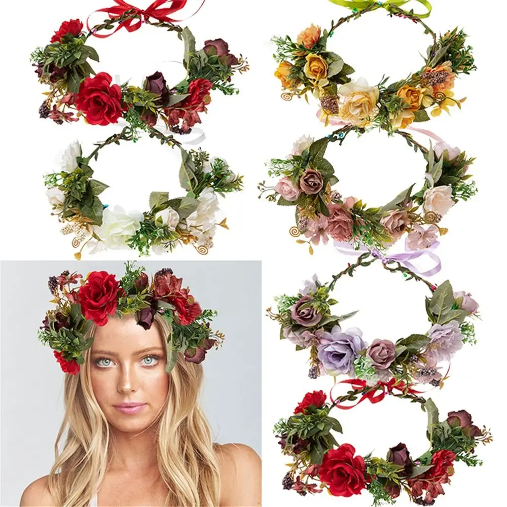 3 pezzi corone di fiori per donne stile bohémien fascia da fata