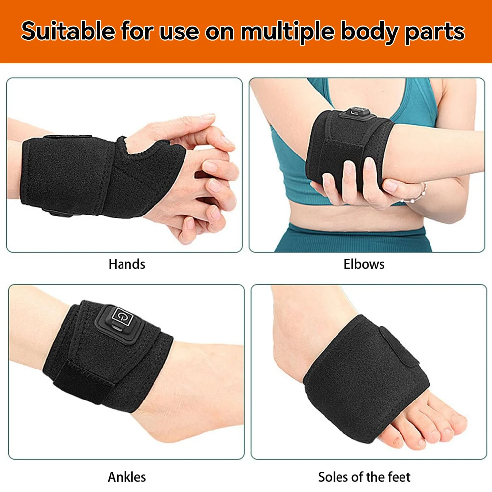 Electric Heated Wrist Brace for Men Women, Hand Heating Pad with 3 Heat Levels for Hands, Ankles, Elbow Muscle and Joint Relief