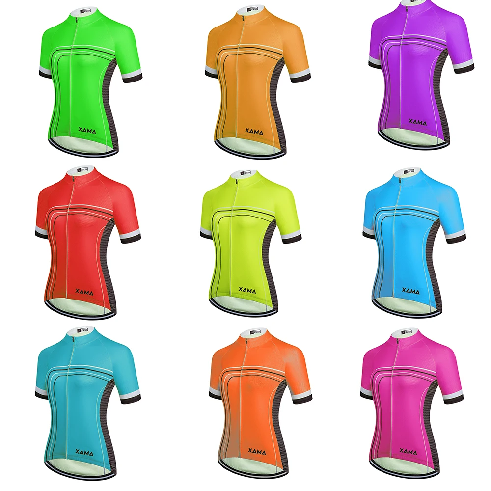 Xama 10 Miticolor Women's Short Sleeve Jersey Bike Clothing Ropa Ciclismo Road Bicycling Shirt Quick-Drying Uniform Breathable