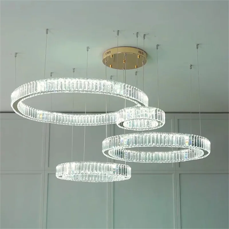Modern Luxury Crystal LED K9 Chandelier Circle Rings Chandeliers Lighting Living Stairs Lamparas Pendant Lamp Fixtures Lights led chandelier,ceiling chandelier