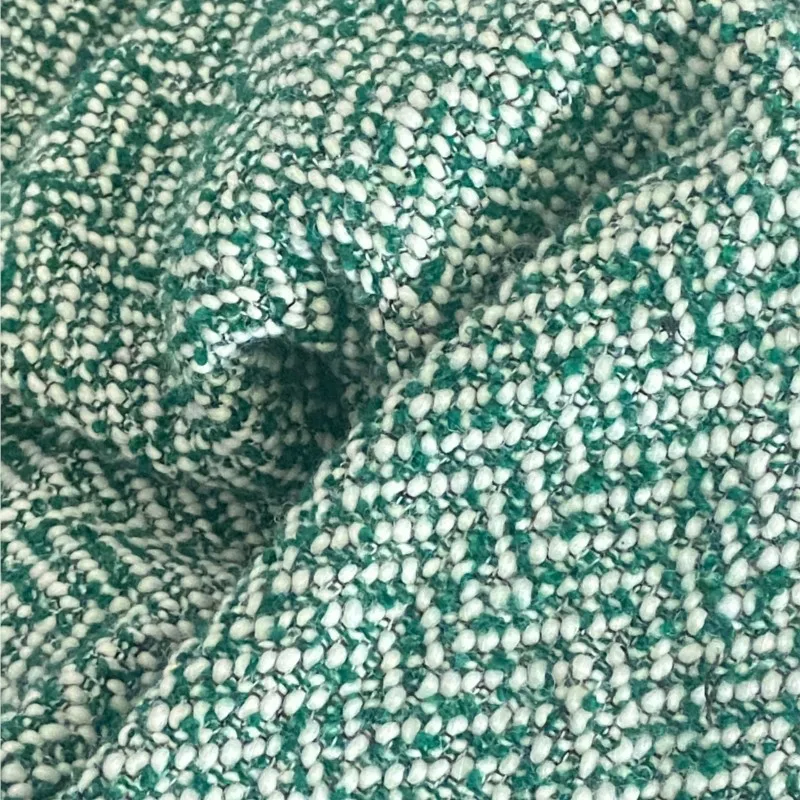 

Green tweed fabric Wide 100cm x 150cm ladies High end fabrics Woolen tweed Vintage Circle Coarse Tweed Diy Coat Suit