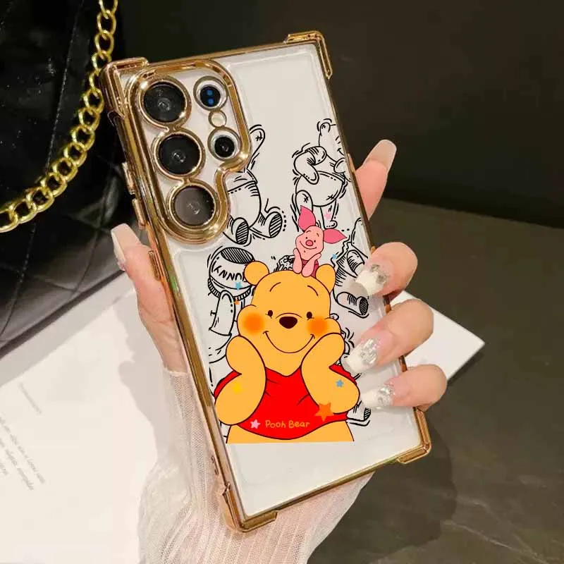 Cute Winnie the Pooh For Samsung S26 S25 Edge S24 S23 S22 S21 S20 Note 20 Ultra Plus Lite Anti-Fall Phone Case 3