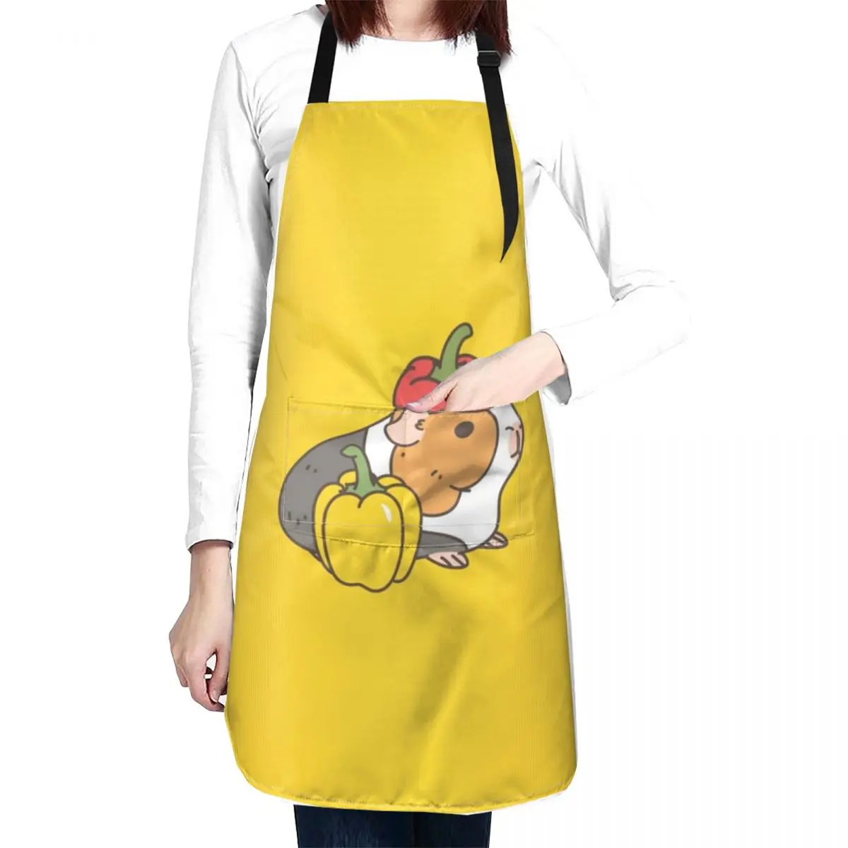 

Bell pepper, cherry tomatoes and Guinea pigs pattern Apron Waterproof Kitchen Apron For Women women's apron
