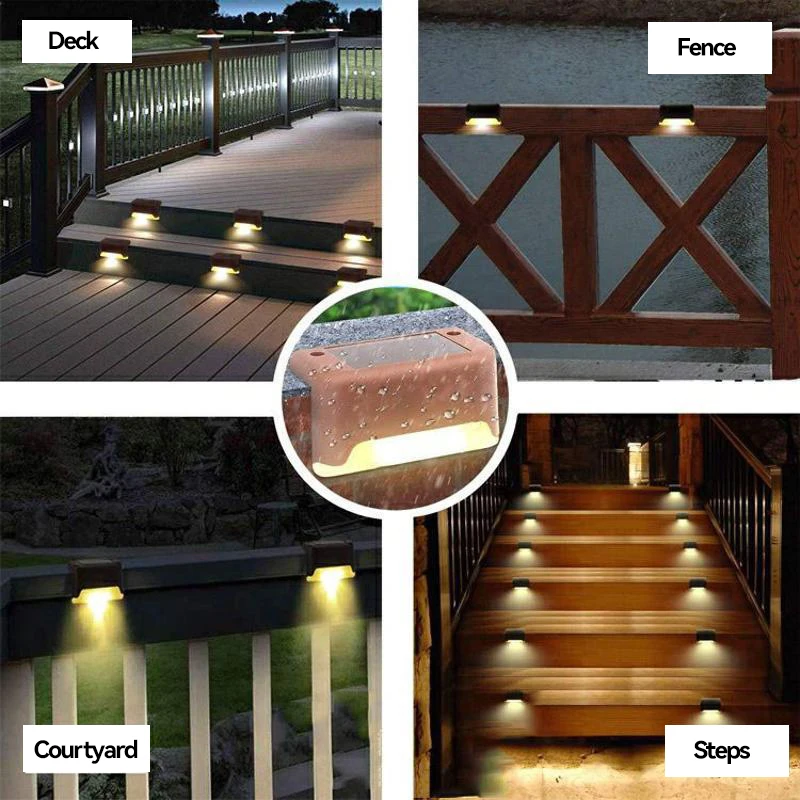 Solar Deck Lights Stair Lamp IP65 Waterproof Led Solar Lights For Railing Stairs Step Fence Yard Patio And Pathway 4
