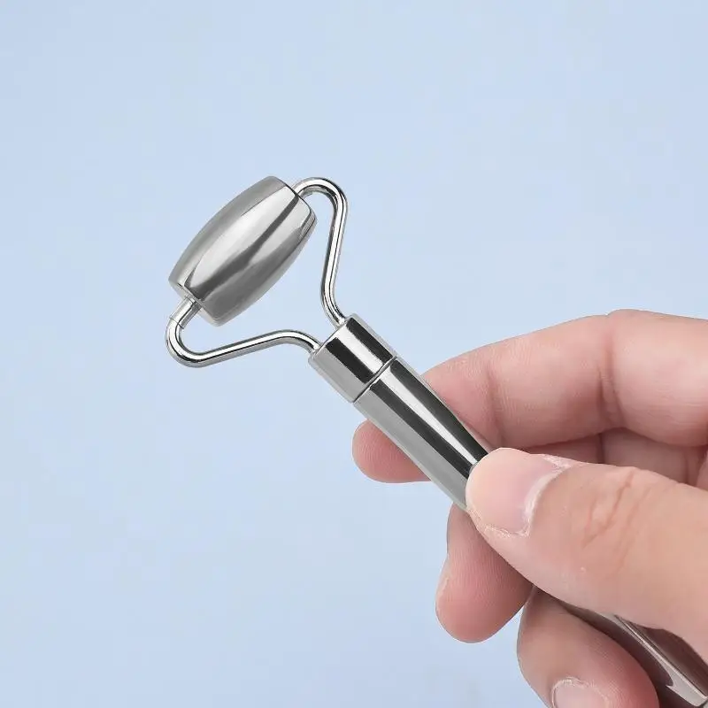 Stainless Steel Facial Roller & Gua Sha Massage Tool for Skin Tightening and Lifting