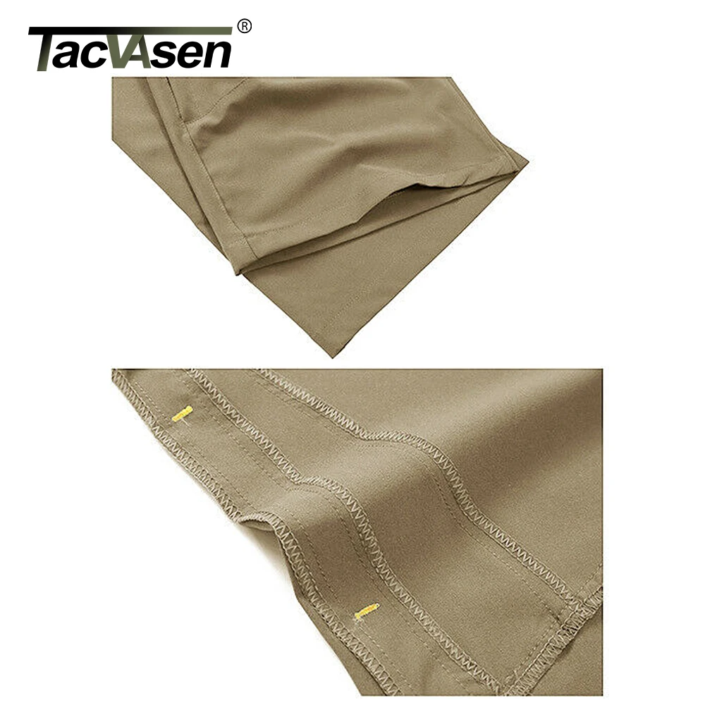 TACVASEN 남성용 3/4 길이 속건성 카프리 반바지, 하이킹 캠핑 산악 작업 반바지, 지퍼 포켓 야외 낚시 반바지, 여름