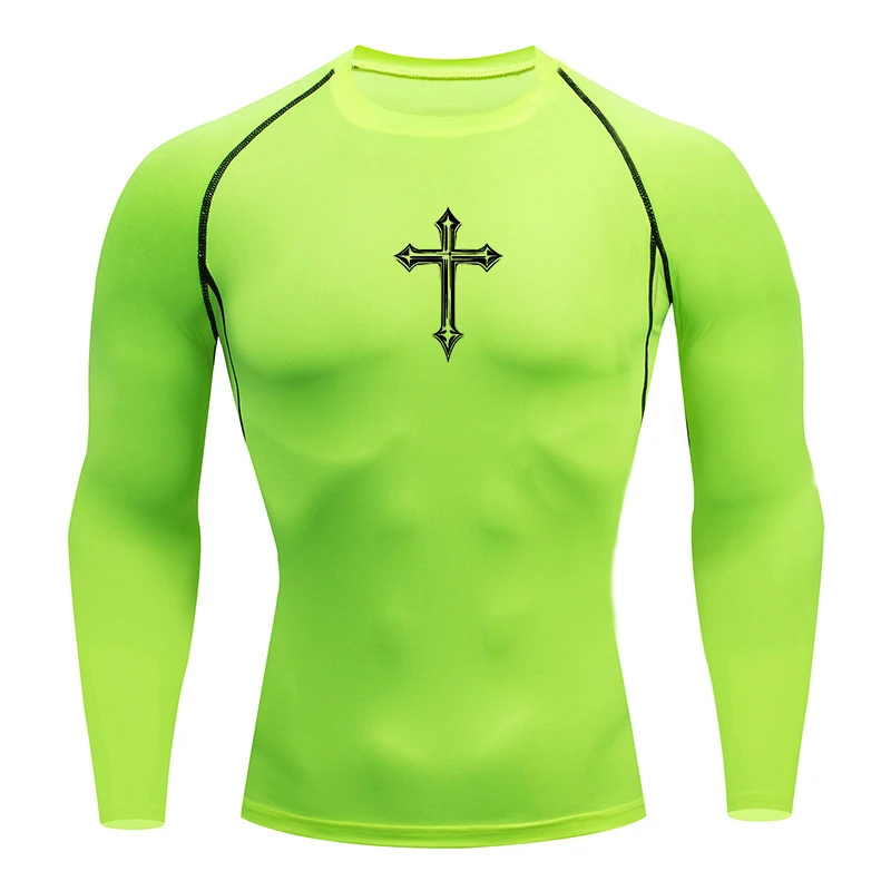 Sport T Shirt Running T Shirt Running T Shirts Fitness Clothes Compression T Shirt Men Undershirts Cross Print Compression Shirt for Men Christian Athletic Tees Tops Gym Workout Running Baselayers