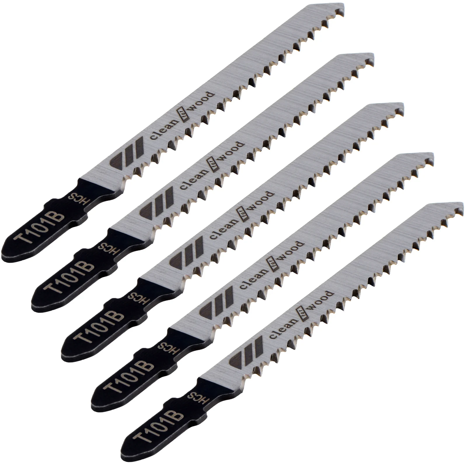 5pcs/set T101B 100mm Jig Saw Reciprocating High Carbon Steel Straight Cutting Tool for Woodworking Plastic Wood Metal