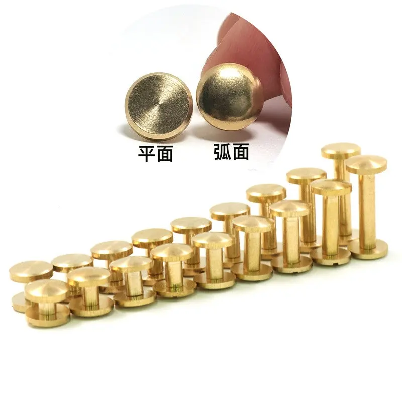 

100 набор из твердой латуни меди Чикаго винтовой штифт для ногтей заклепка круглая головка шпилька для кожи ремесло кошелек сумка ремень веб-книга