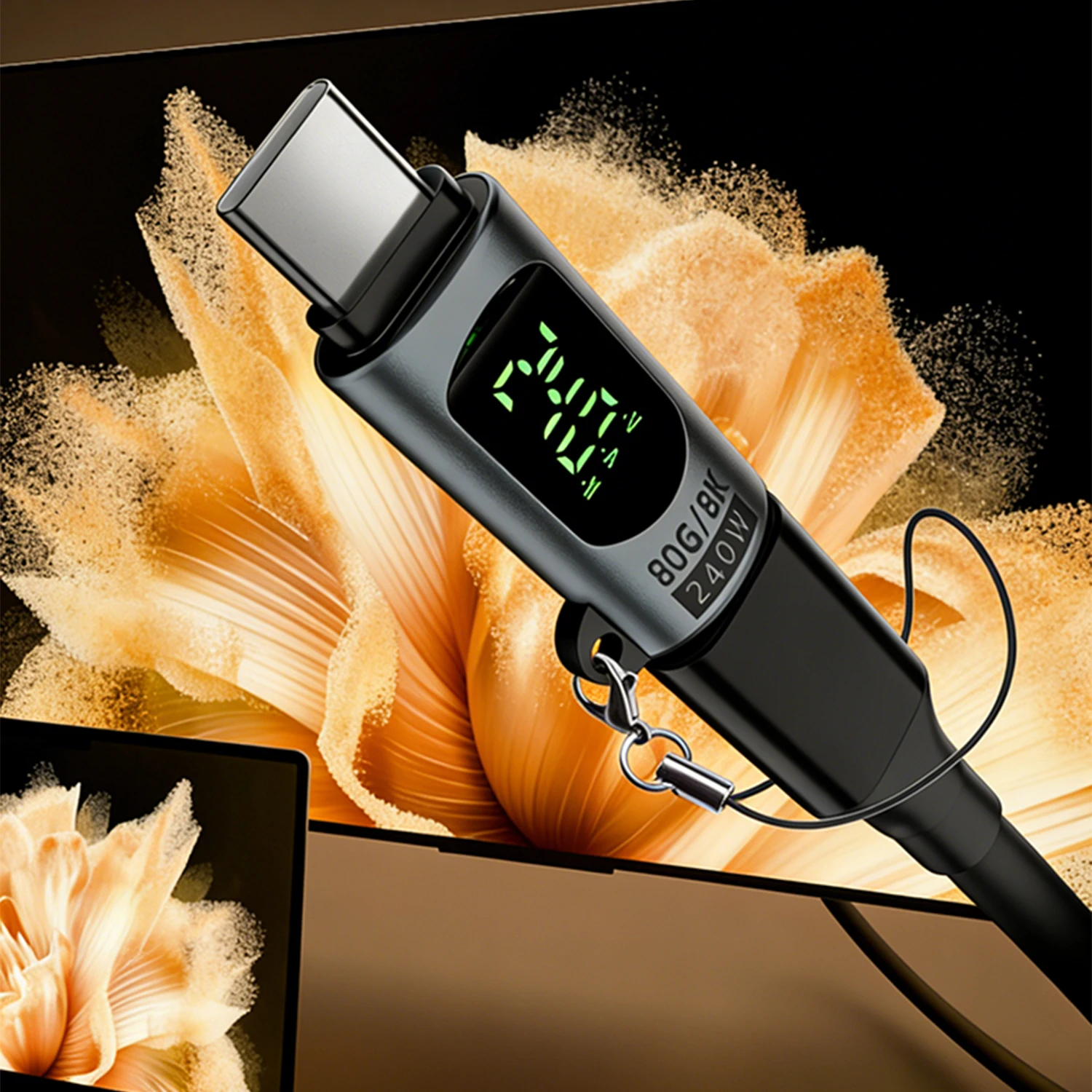 2개입 USB C-USB C(남성-여성) 어댑터 전력계 테스터 전압 전류 LED 디지털 디스플레이 80G 아이폰 맥북용