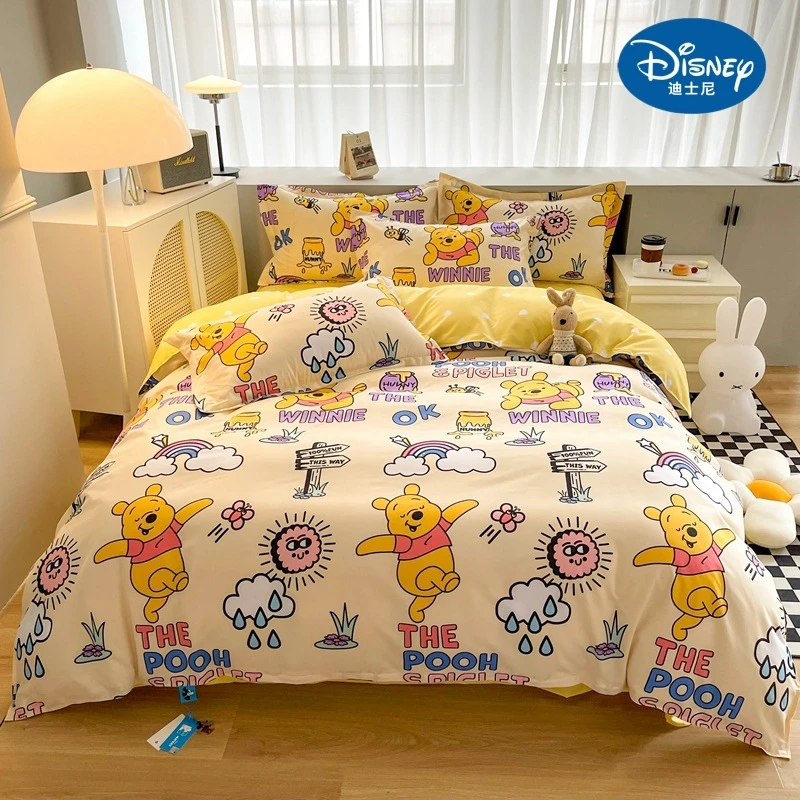 

Disney Stitch Mickey Mouse Bedding Set Sheets Cartoon Print 4-Piece Polyester Bed Sheet Set Quilt Bedspread Set Christmas Gifts