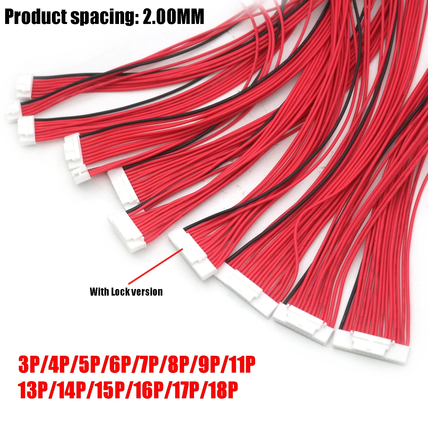 2P-18P BMS Balance Cable 2.0MM 2.54MM Lithium Battery Protection Board Connection Wire PIN 4S~17S 4P 5P 7P 8P 9P 11P 14P 15P 17P