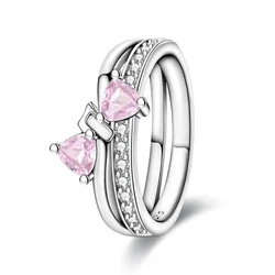 Elegant 925 Silver Zircon Bow Ring - Shimmering Fine Jewelry Gift - 8 (Gold)