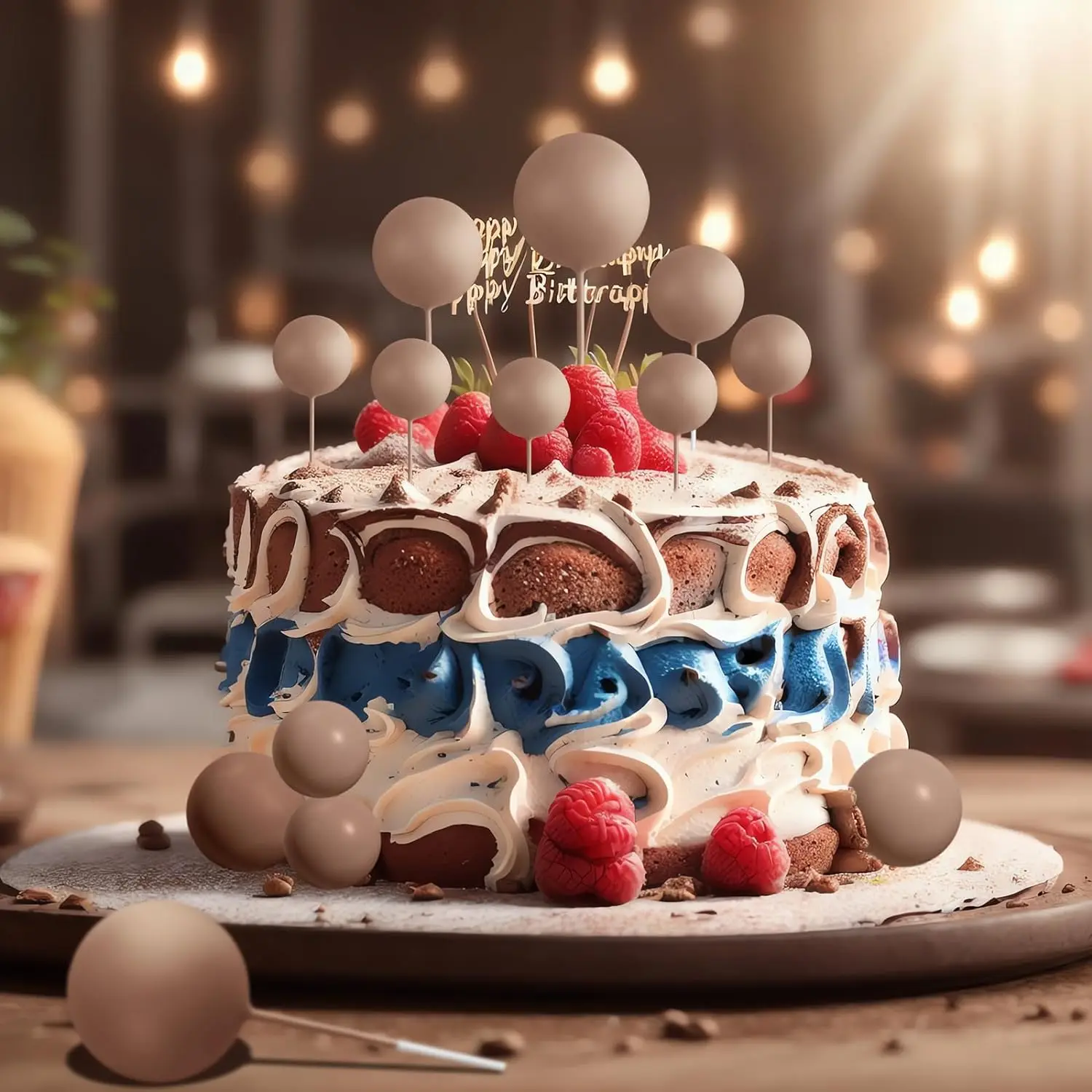 20 Stück Kugel-Kuchenaufsatz, Dekorationen, Mini-Luftballons, Kuchenaufsatz, Sticks, goldene Kugeln, Kuchen-Picks, Kuchendekorationen, Kuchendekorationen – Detail 9