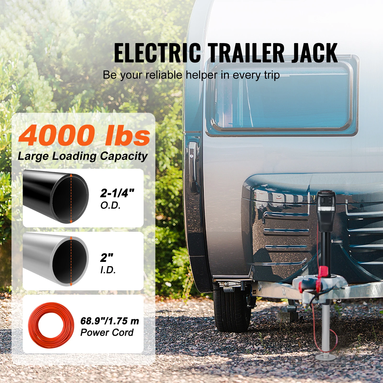 SucceBuy 3500/4000lbs Electric Trailer Jack Automotive Mechanical Workshop Tools Power Tongue Car Jack for BMW Tesla RV Camper