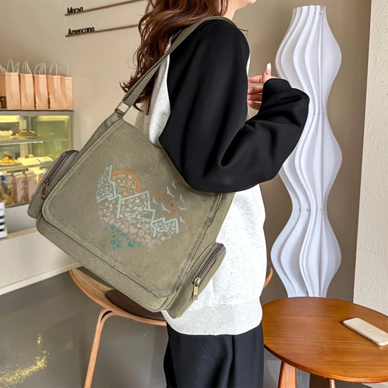 Women's Shoulder Bag Vintage Crossbody Bag Messenger Bag Canvas Large Capacity Laptop Bag Adventure